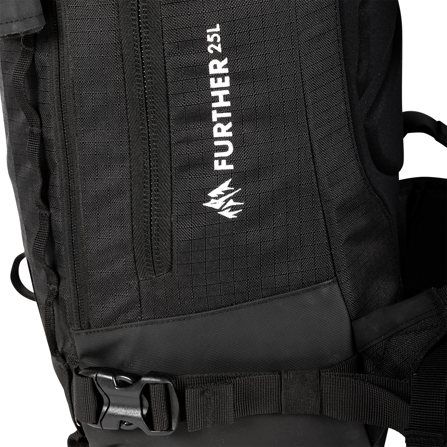 Jones Further 25L Backpack Stealth Black Detail Logo 2