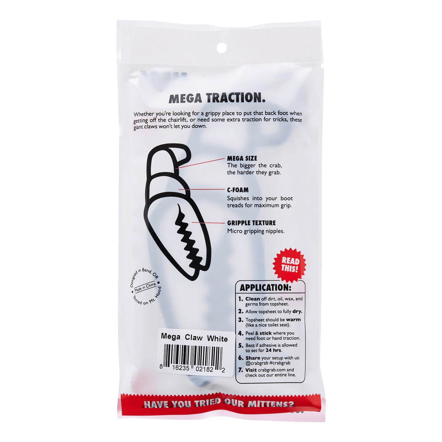 Crab Grab Mega Claws 2 Pack White Black Back