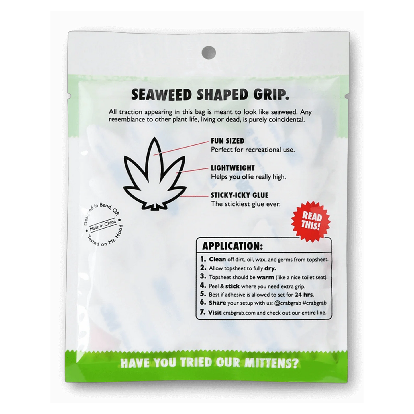 Crab Grab Mini Seaweed 4PK Stomp Pad Green Package Back