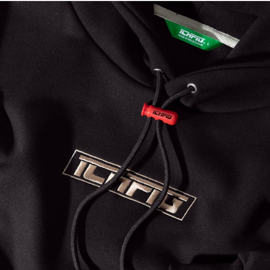 ICHPIG STRIKE CORD LOCK HOODIE BLACK