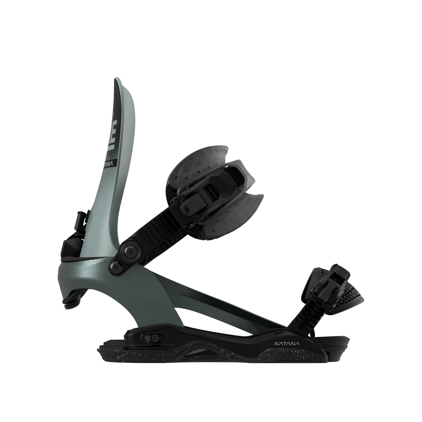 Rome Katana AW FASE Snowboard Bindings Slate 2025 – side strap closed
