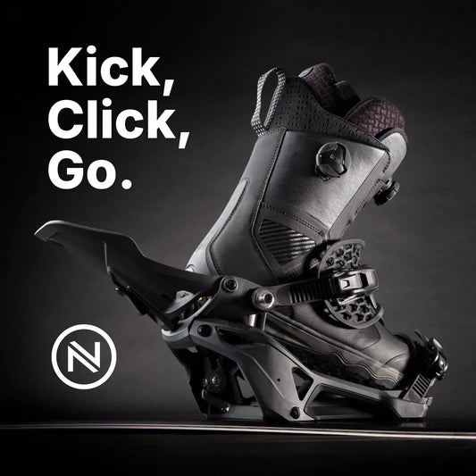 Nidecker Supermatic Bindings - Kick, Click, Go. Available at Ballistyx.