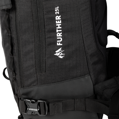Jones Further 25L Backpack Stealth Black Detail Logo 2