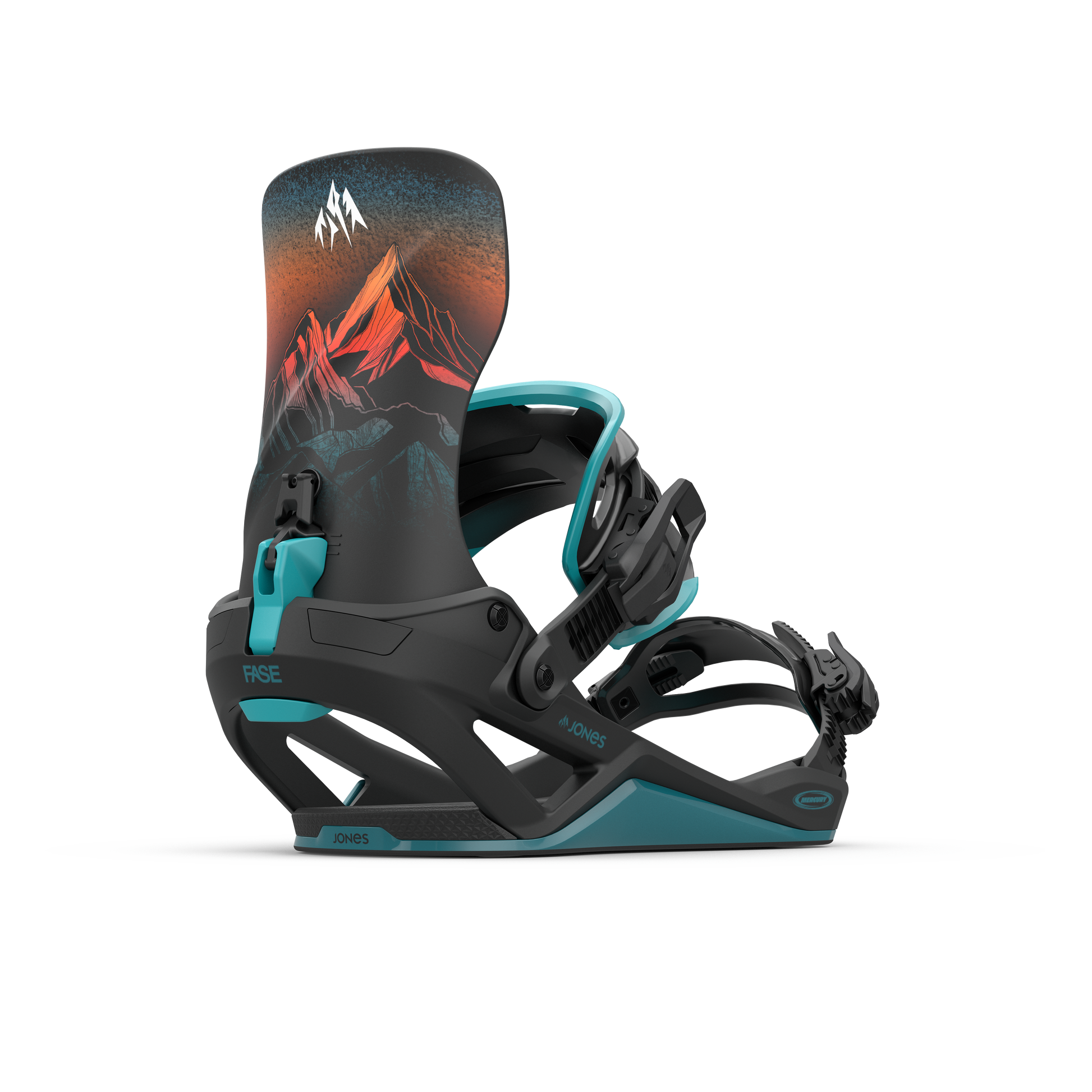 Jones Mercury FASE Bindings Mtn Blue 2025 – rear 45° side view