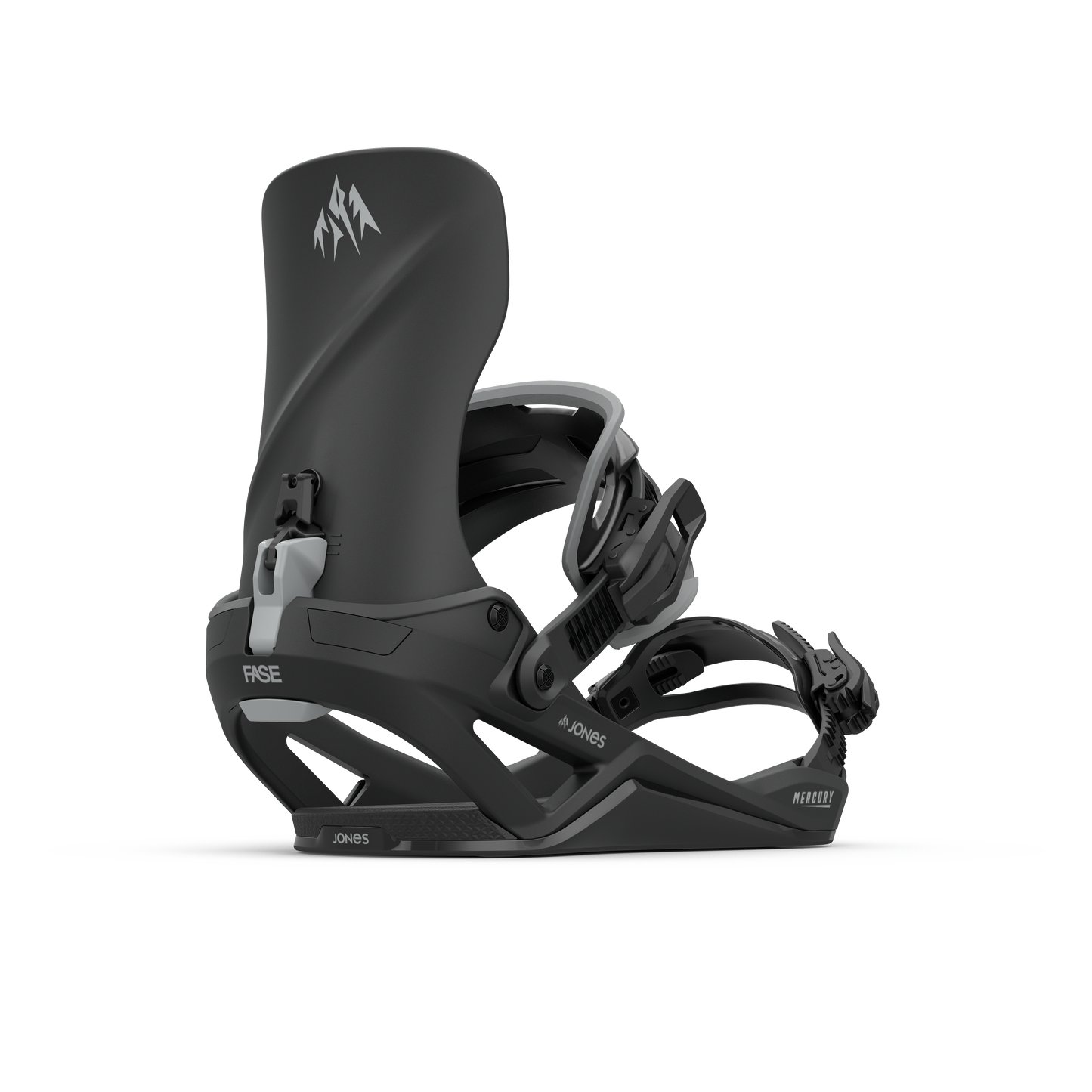 Jones Mercury FASE Bindings Stealth Black 2025 – rear 45° side view