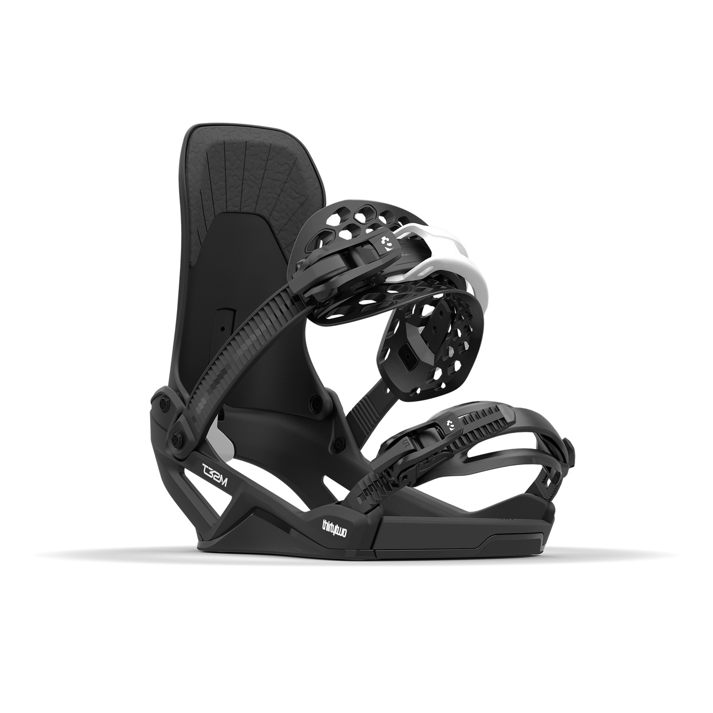 ThirtyTwo T32M FASE Snowboard Bindings Black 2025 – front 45° view strap open