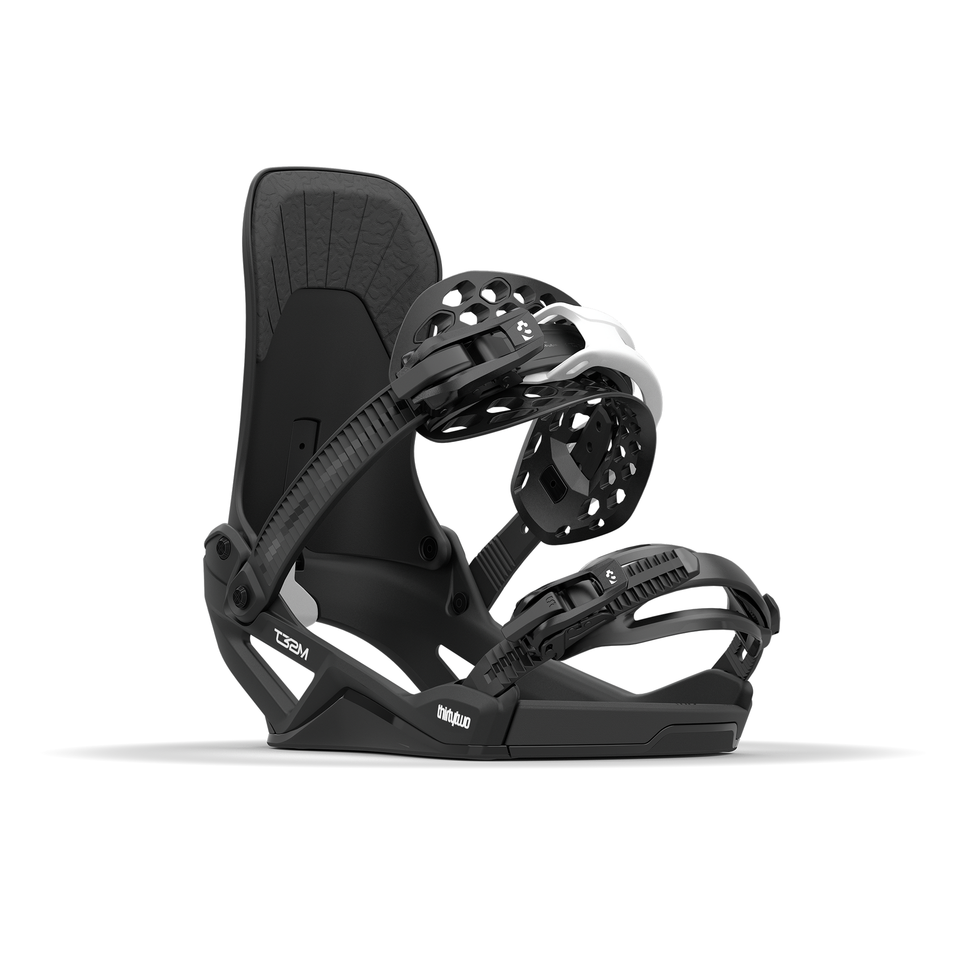 ThirtyTwo T32M FASE Snowboard Bindings Black 2025 – front 45° view strap open