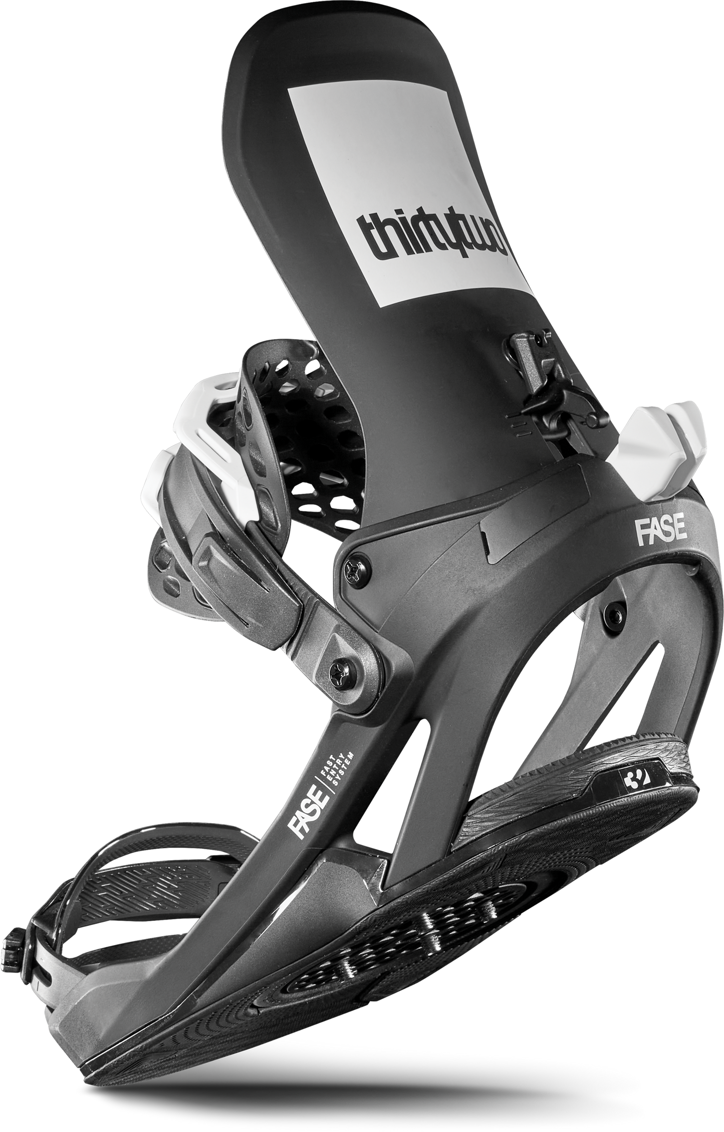 ThirtyTwo T32M FASE Snowboard Bindings Black 2025 – rear 45° tilted