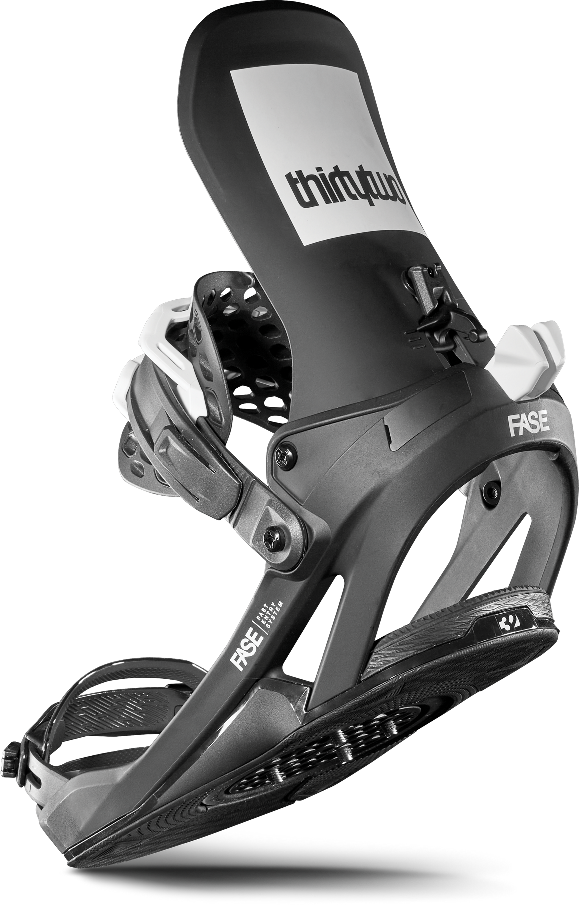 ThirtyTwo T32M FASE Snowboard Bindings Black 2025 – rear 45° tilted