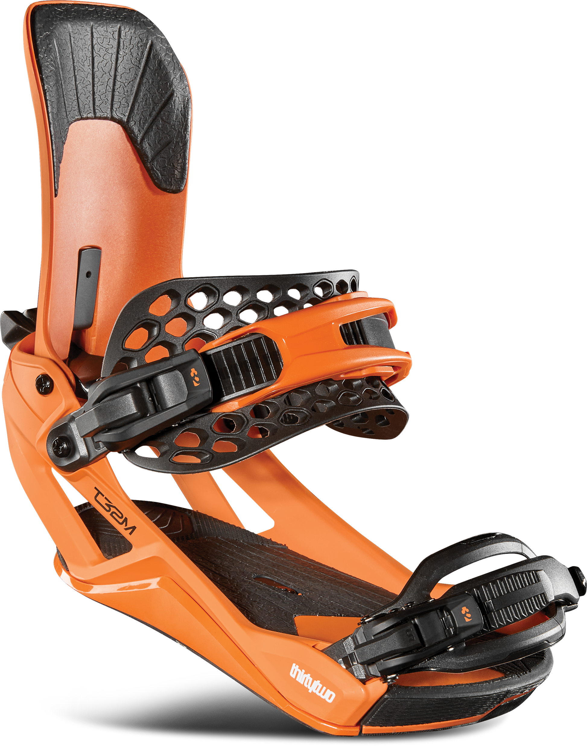 ThirtyTwo T32M FASE Snowboard Bindings Orange 2025 – front 45° tilted