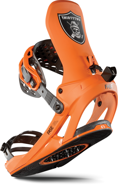 ThirtyTwo T32M FASE Snowboard Bindings Orange 2025 – rear 45° tilted