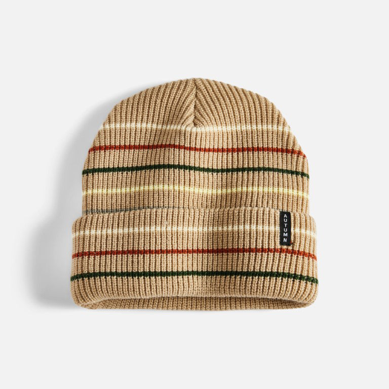 Autumn Multi Stripe Beanie Khaki