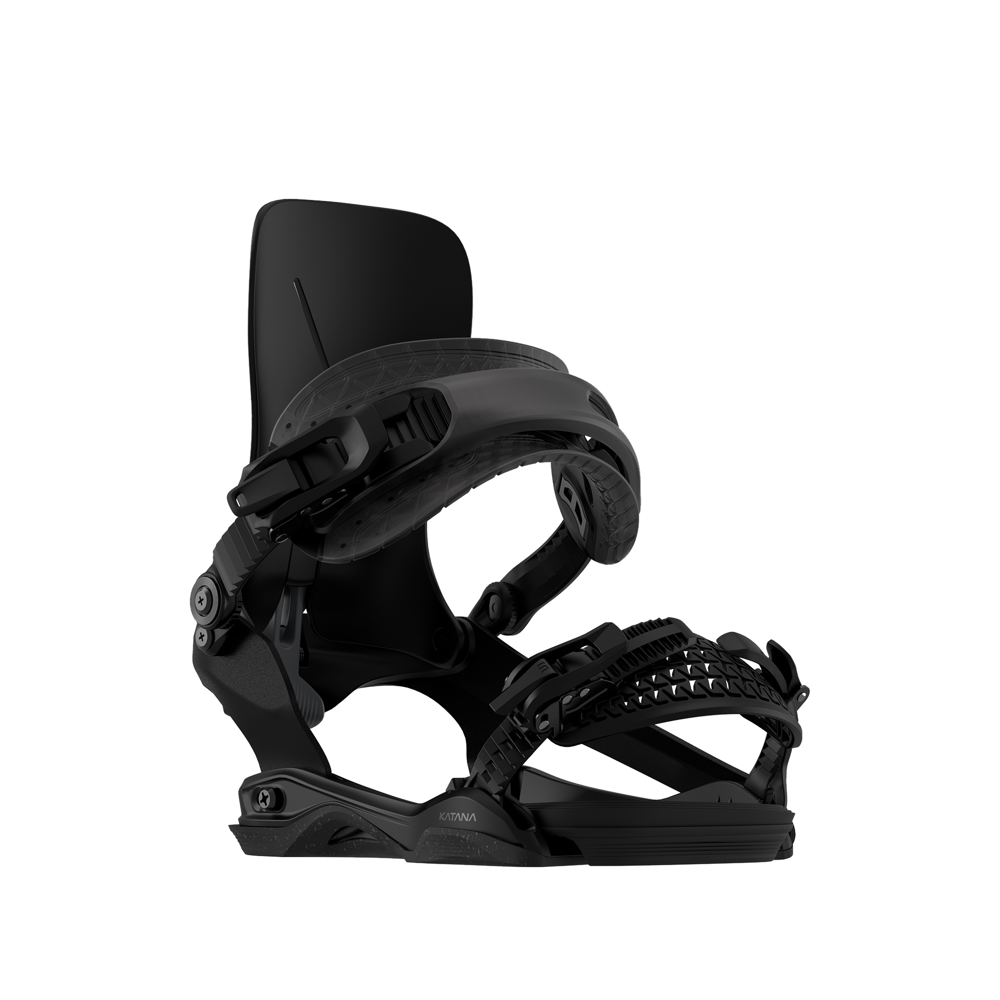 Rome Katana AW FASE Snowboard Bindings Black 2025 – front 45° view