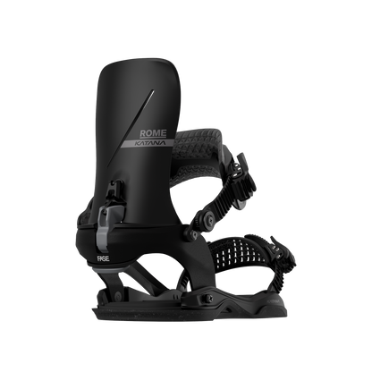 Rome Katana AW FASE Snowboard Bindings Black 2025 – rear 45° side view