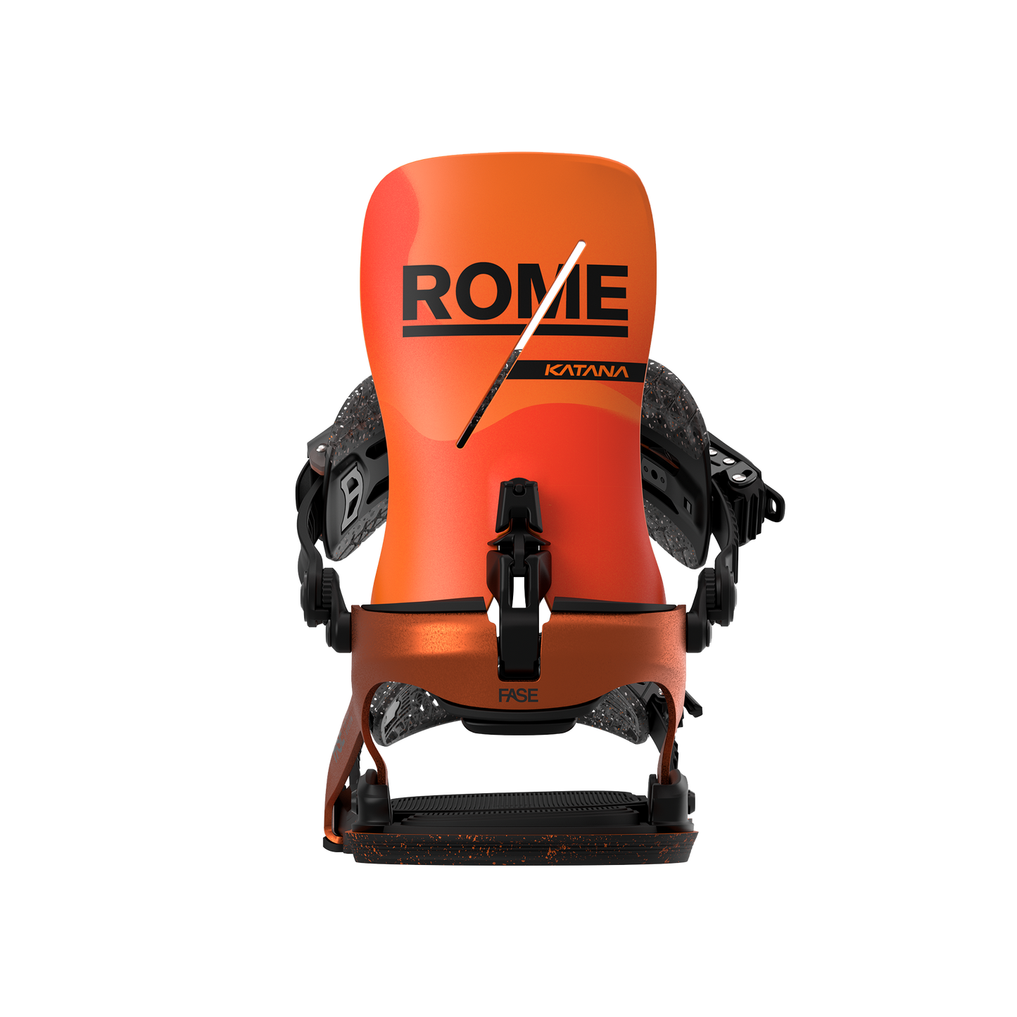 Rome Katana AW FASE Snowboard Bindings Team Orange 2025 – rear highback