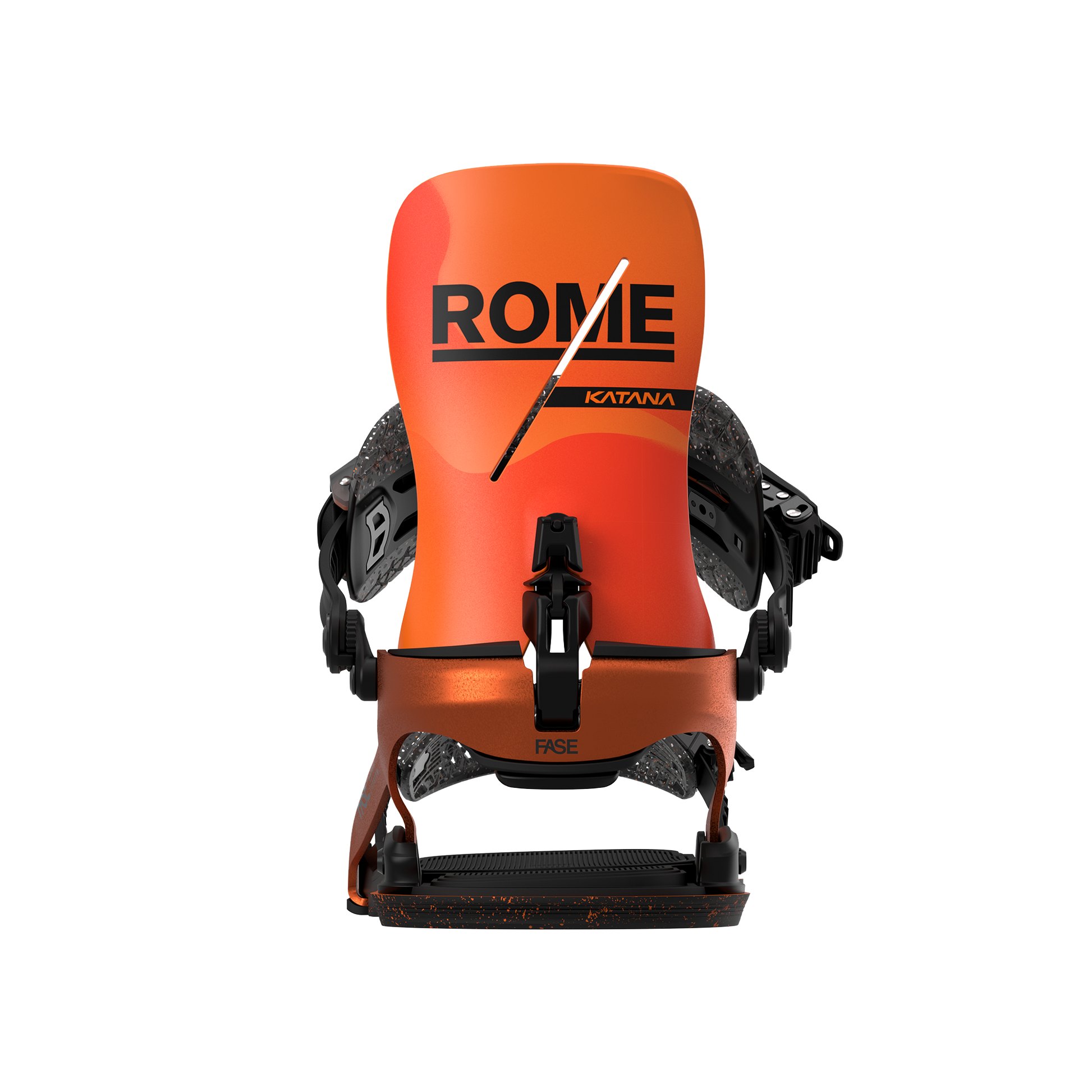 Rome Katana AW FASE Snowboard Bindings Team Orange 2025 – rear highback