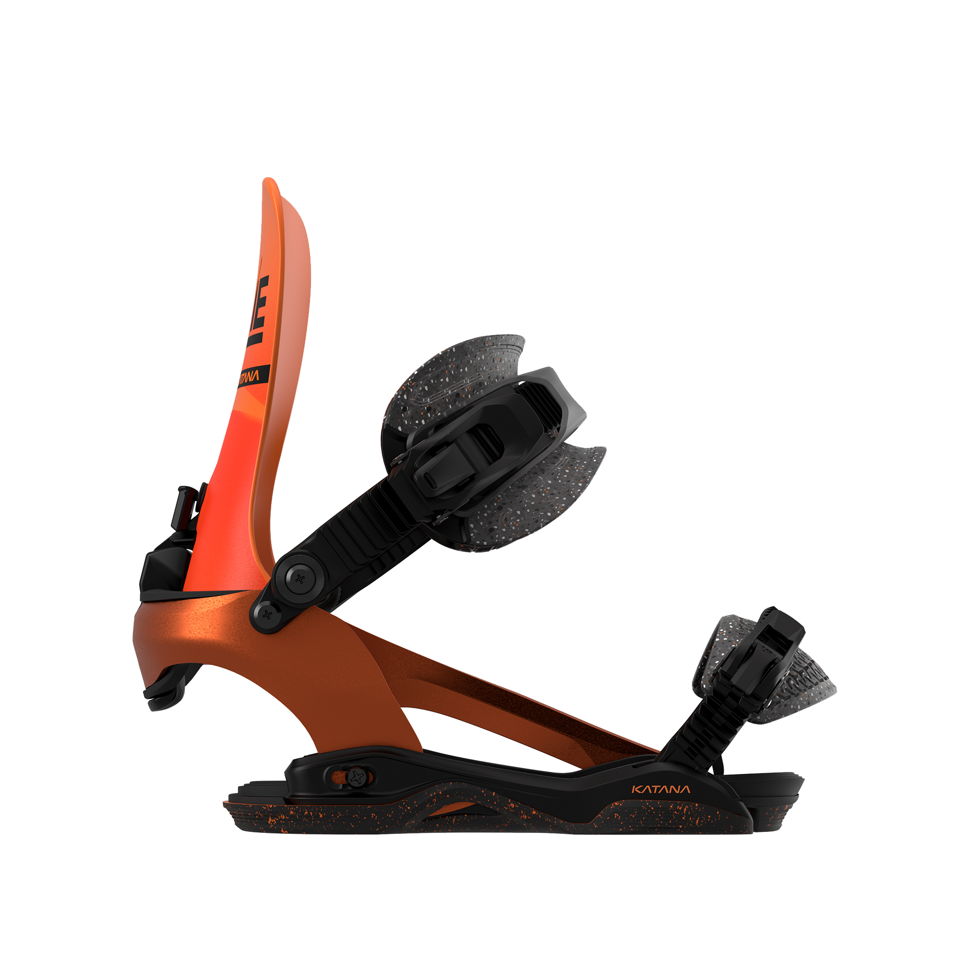 Rome Katana AW FASE Snowboard Bindings Team Orange 2025 – side strap closed