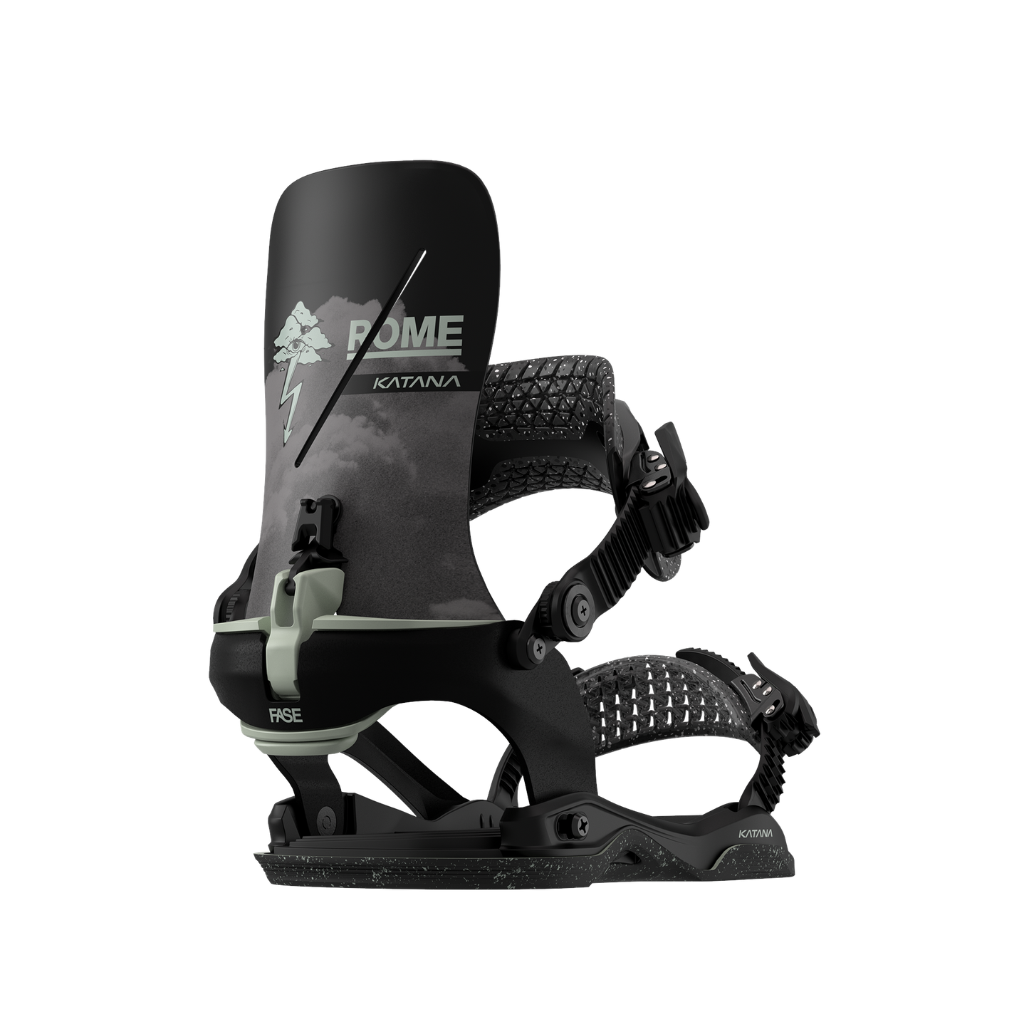 Rome Katana AW FASE Snowboard Bindings Ståle 2025 – rear 45° side view