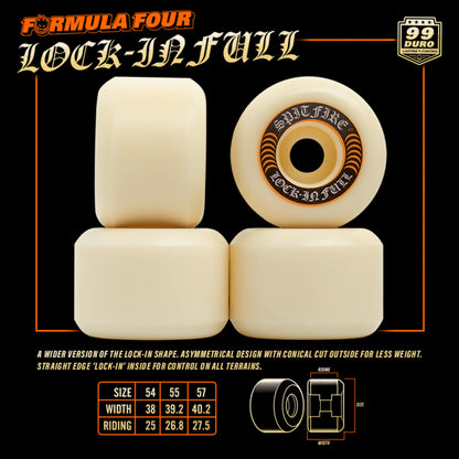 Spitfire Grimple Stix Formula Four Skateboard wheels - Lock-In Full - 99 Duro