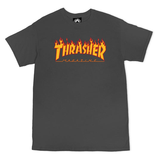 THRASHER FLAME TEE - CHARCOAL